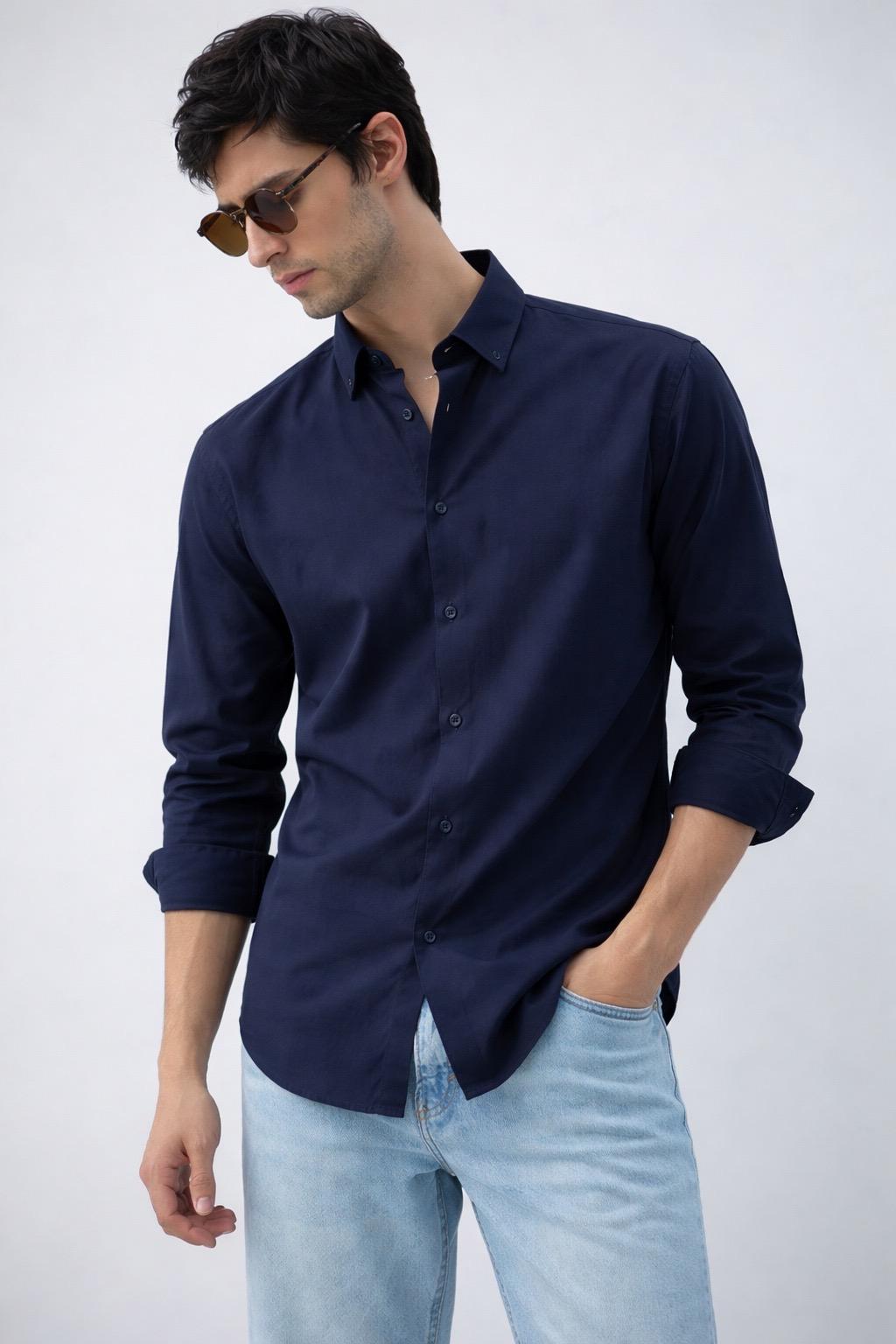 Classic Deep Navy Blue Shirt
