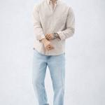 Classic Beige Oxford Cotton Shirt  - Button Down