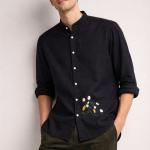 Premium Black Linen Shirt - Floral Embroidery