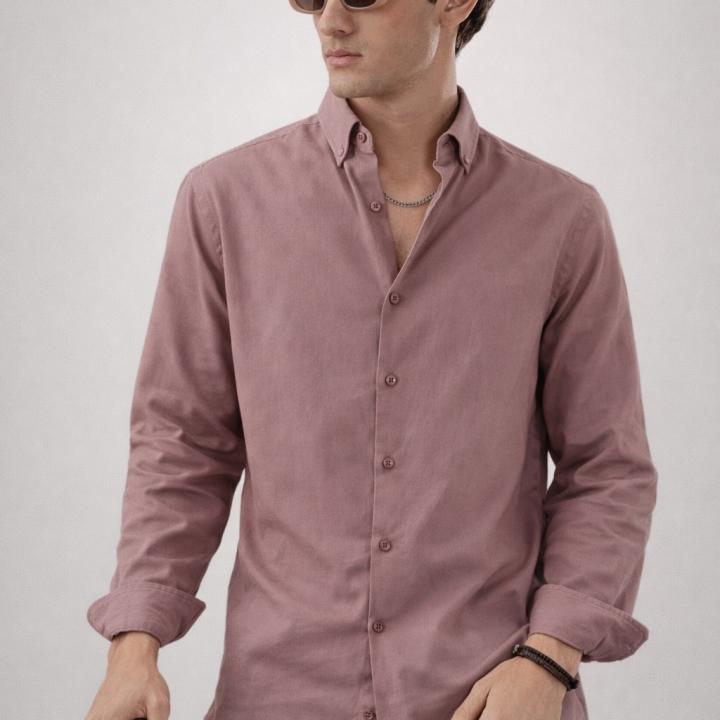 Dusty Rose poly oxford Shirt  - Button Down