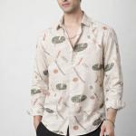 Beige Abstract Geometric Print Shirt