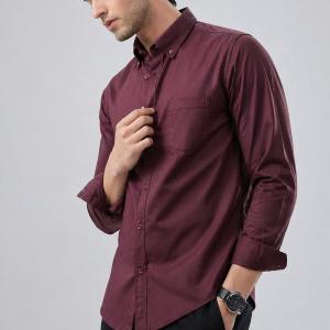 Classic Burgundy Wine Button-Down Shirt
