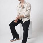 Beige Abstract Geometric Print Shirt