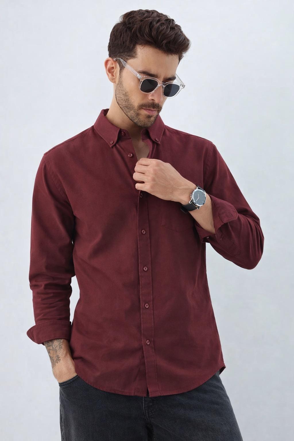 Classic Maroon Shirt - Button Down