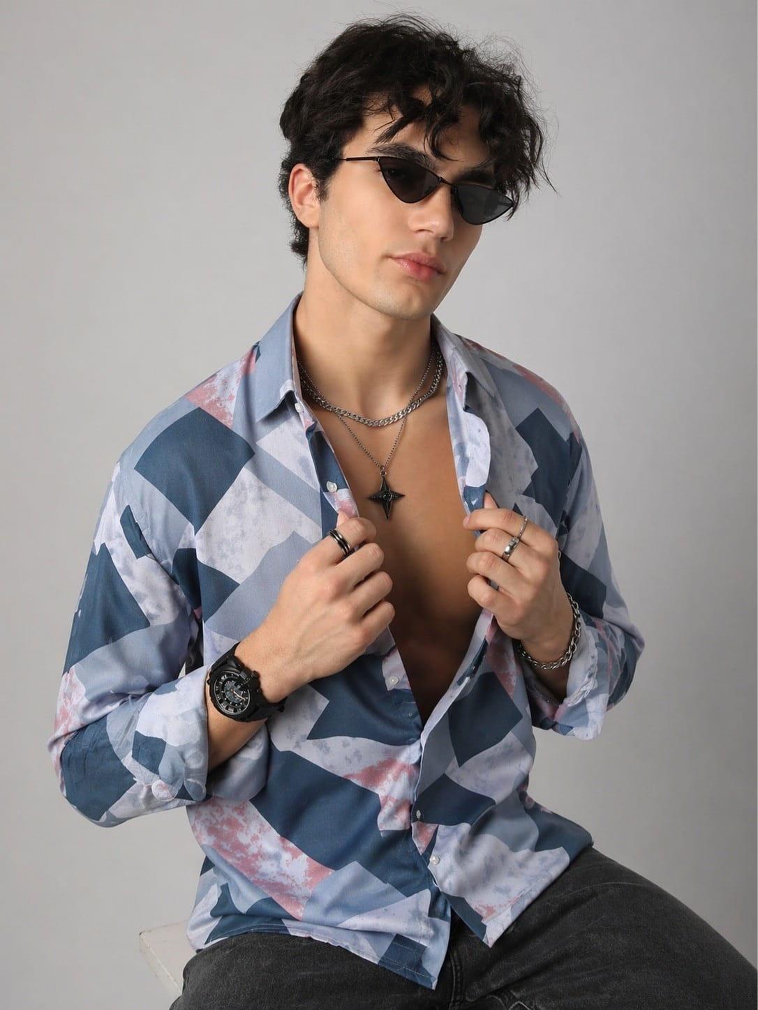 Abstract Geometric Print Shirt