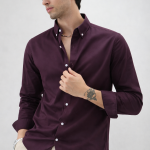 Deep Burgundy Solid Shirt - Button Down