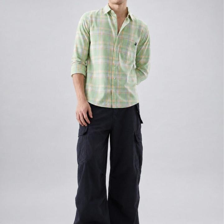 Pastel Green Checkered  Shirt