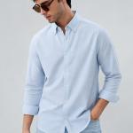 Light Blue Pinstripe  Shirt Button-Down