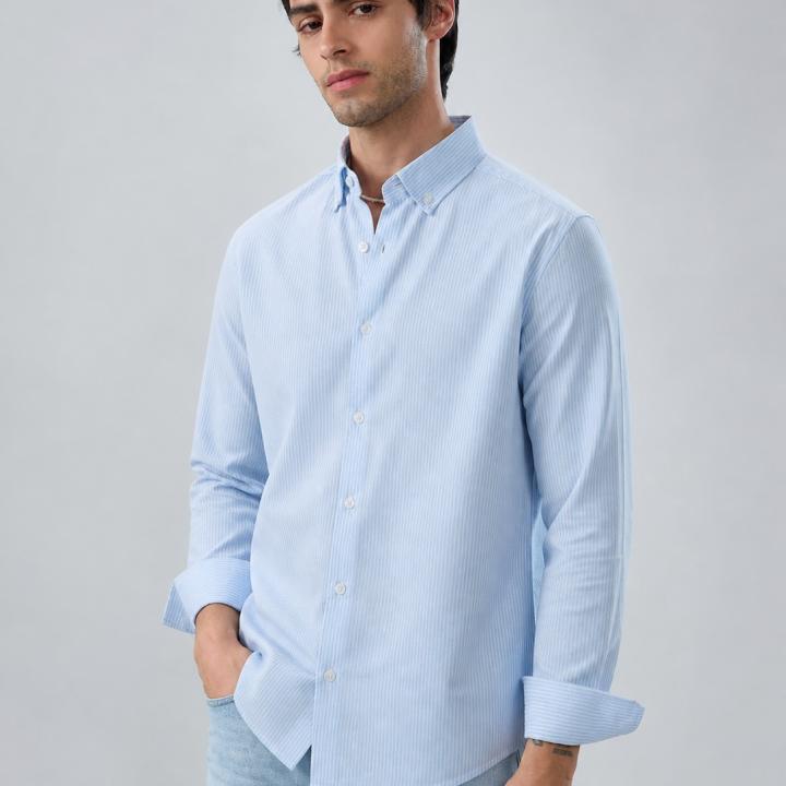 Light Blue Pinstripe  Shirt Button-Down