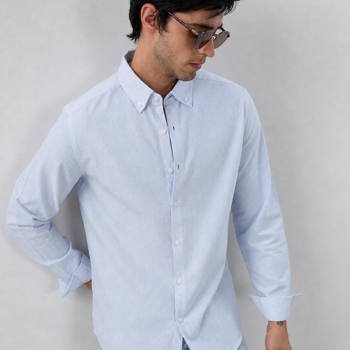 Light Blue Pinstripe  Shirt Button-Down