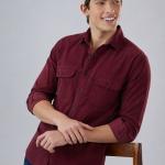Burgundy Baby Corduroy Shirt - Dual Pocket