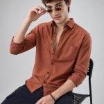 Rust Orange Micro Print Shirt