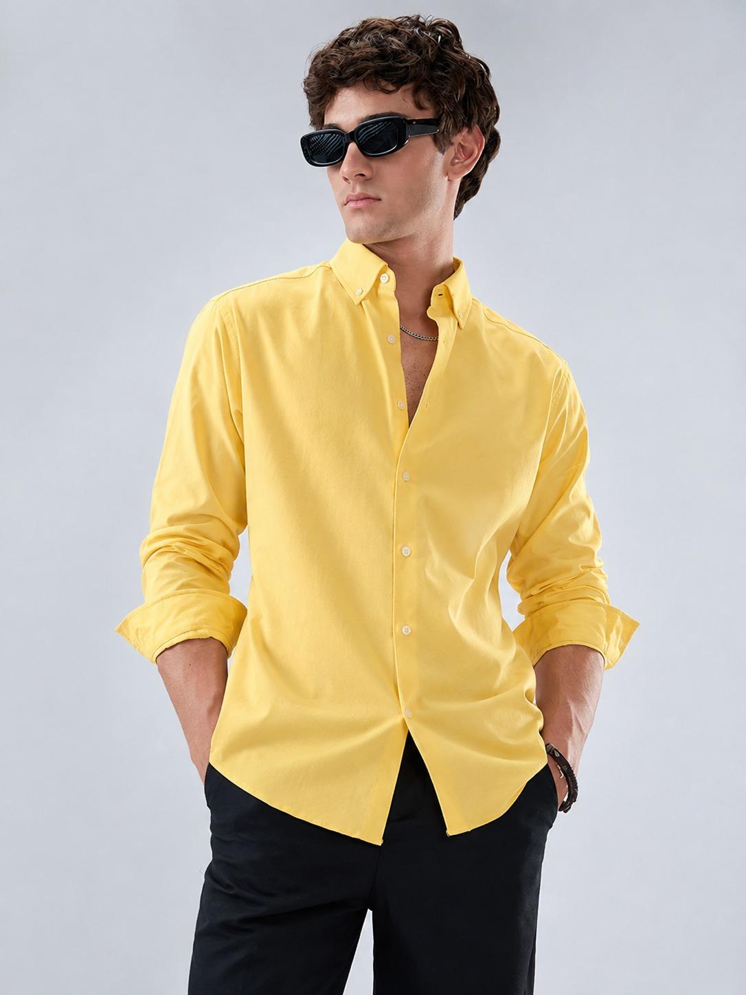 Premium Oxford Lycra Shirt - Butter Yellow