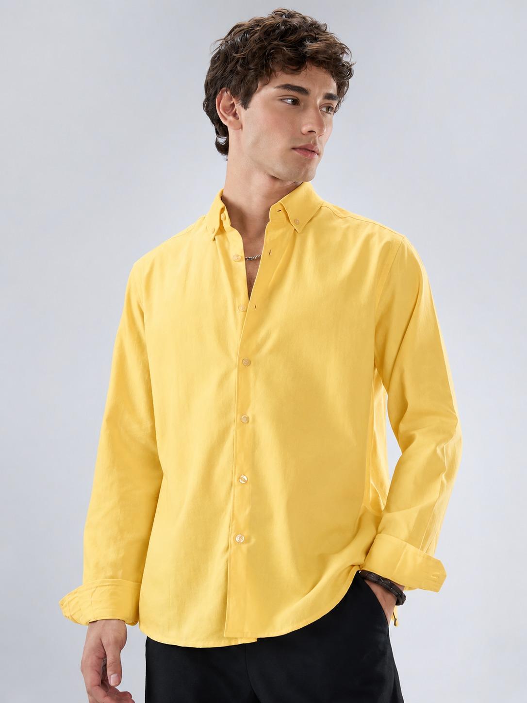 Premium Oxford Lycra Shirt - Butter Yellow