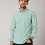 Mint Sage Poly Oxford Shirt Button-Down - Chest Pocket