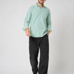 Mint Sage Poly Oxford Shirt Button-Down - Chest Pocket