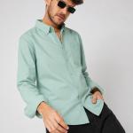 Mint Sage Poly Oxford Shirt Button-Down - Chest Pocket