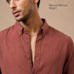 Rust Cotton Linen Blend Shirt - Button Down