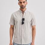 Light Grey Solid Casual Half Sleeve Shirt