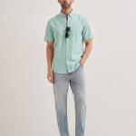 Mint Green Solid Casual Half Sleeve Shirt