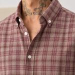 Relaxed Fit Maroon Checkered Casual Shirt