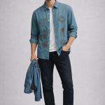 Men’s Premium Denim Shirt - Embroidery