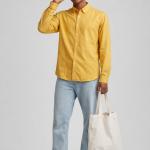 Men’s Solid Button Down Shirt - Mustard Yellow