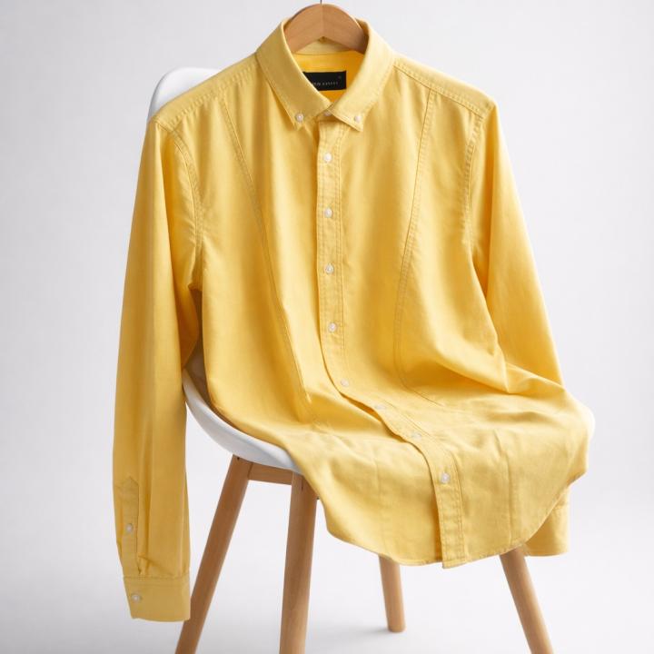 Men’s Solid Button Down Shirt - Mustard Yellow