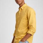 Men’s Solid Button Down Shirt - Mustard Yellow