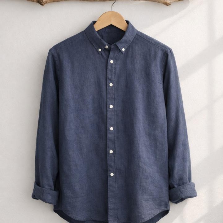 Premium Linen Shirt – Slate Blue