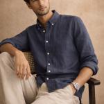 Premium Linen Shirt – Slate Blue