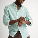 Mint Green Linen-Cotton Shirt – Button Down
