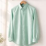 Mint Green Linen-Cotton Shirt – Button Down