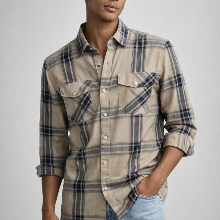 Dual Pocket Checked  Shirt