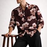 Deep Cocoa Brown Print Shirt - Nylon