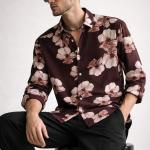 Deep Cocoa Brown Print Shirt - Nylon