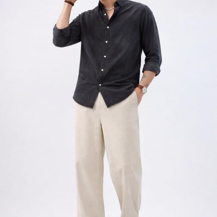 Washed Charcoal Black Denim Shirt