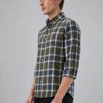 Olive Green Plaid Checked Shirt