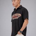 Dark Charcoal Retro Graphic Short Sleeve Shirt