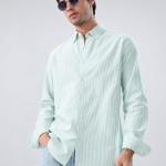 Classic Mint Green Stripe Button-Down Shirt