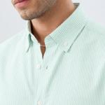 Classic Mint Green Stripe Button-Down Shirt