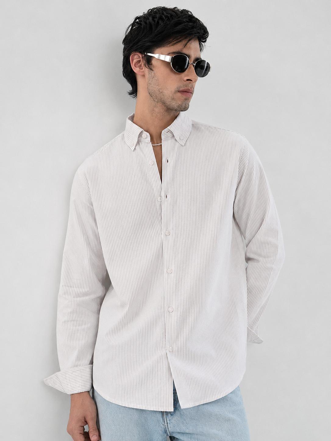 Classic Ivory Stripe Button-Down Shirt