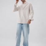 Classic Beige Vertical Striped Shirt - Button Down