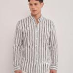 White & Green Geometric Stripe shirt