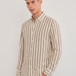 Beige & Brown Geometric Stripe