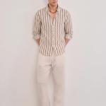 Beige & Brown Geometric Stripe