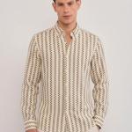 Beige & Brown Geometric Stripe