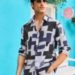 Abstract Geometric Textured Shirt