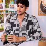 Monochrome Abstract Geometric Shirt