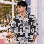 Monochrome Abstract Geometric Shirt